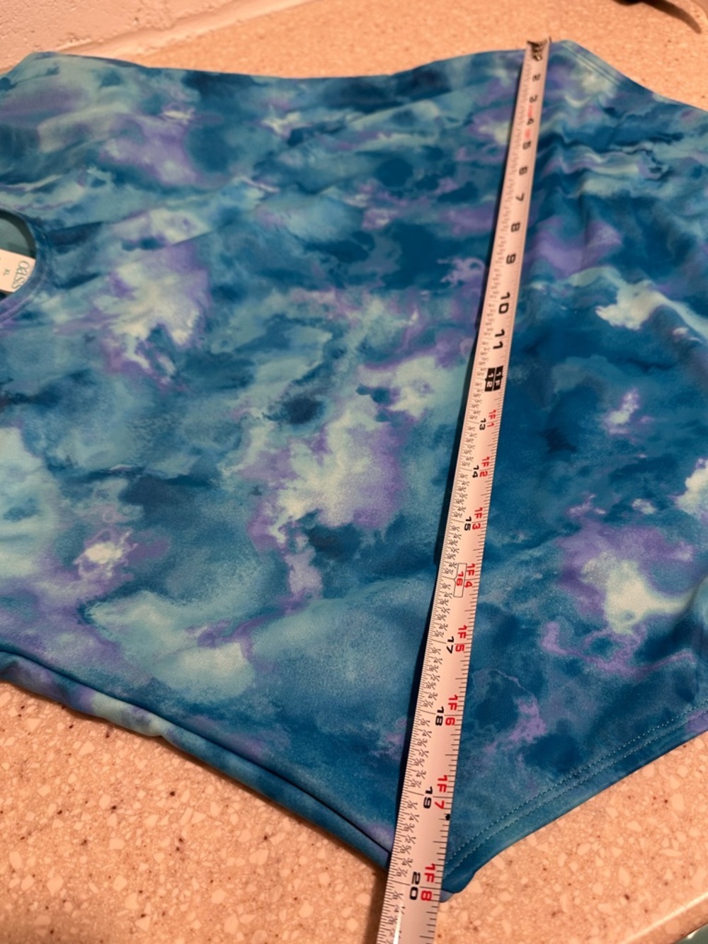 JC Penney’s Outdoor Oasis Aqua Beach Tie Dye Blue One-Piece Swimsuit XL NWT - Picture 10 of 15